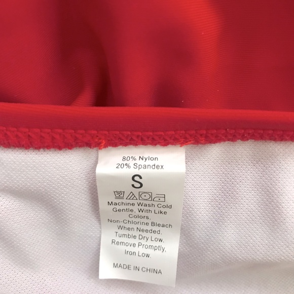 ELEGANT TASTE Red Flounce One Shoulder Bikini with High Waist Bottom Sz.S (NWOT) - Picture 7 of 11